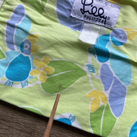 Lilly Pulitzer Tote Bag 19 X 12 X 6" Medium Canvas Blue Tropical Bird Graphic - Picture 11 of 16